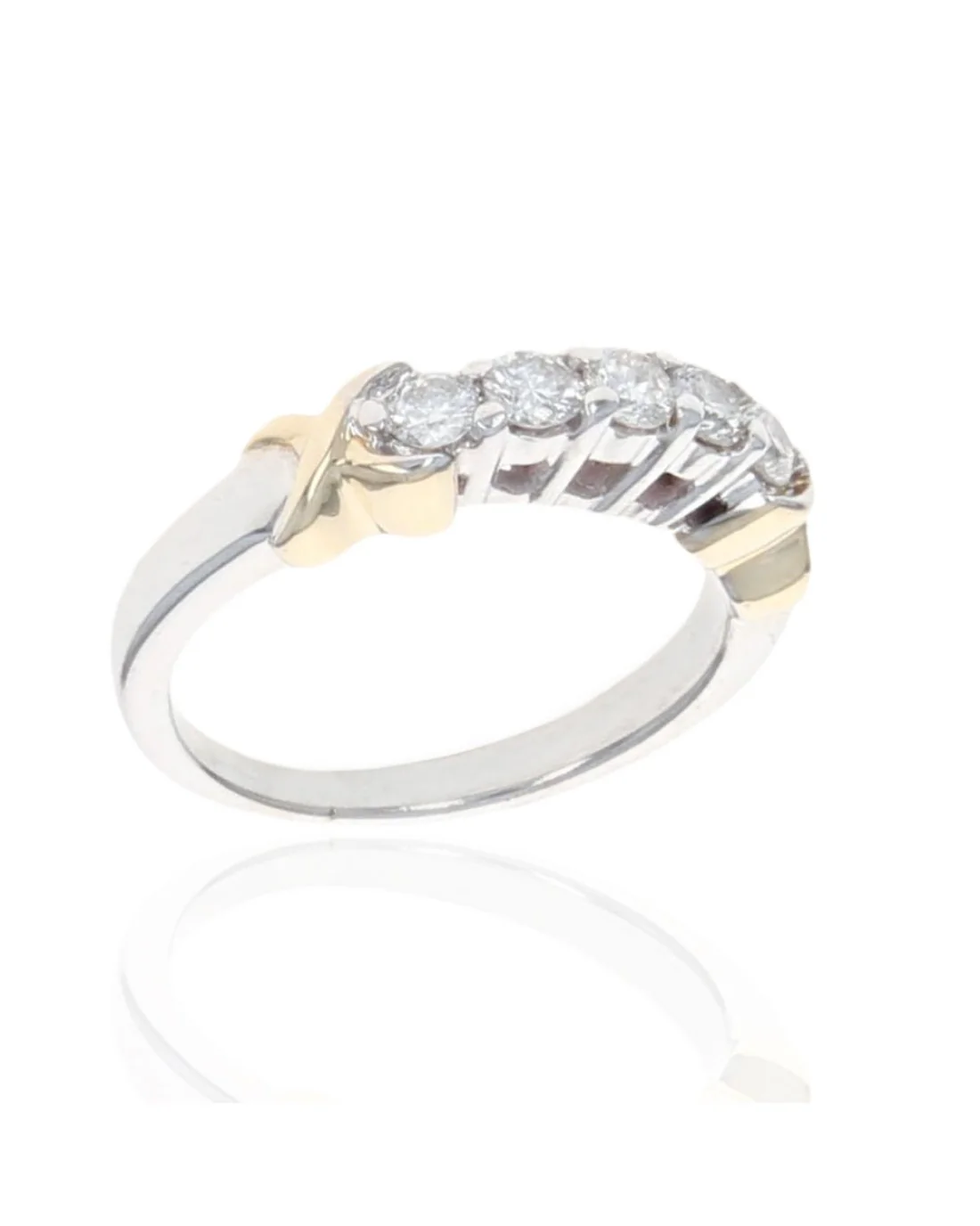 5 Stone Diamond Ring in White and Yellow Gold