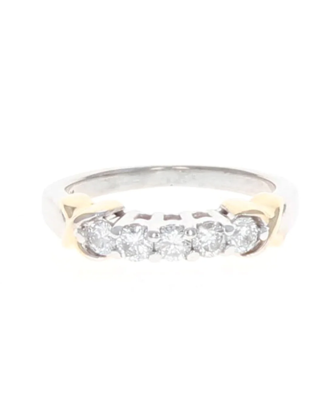 5 Stone Diamond Ring in White and Yellow Gold - Image 2