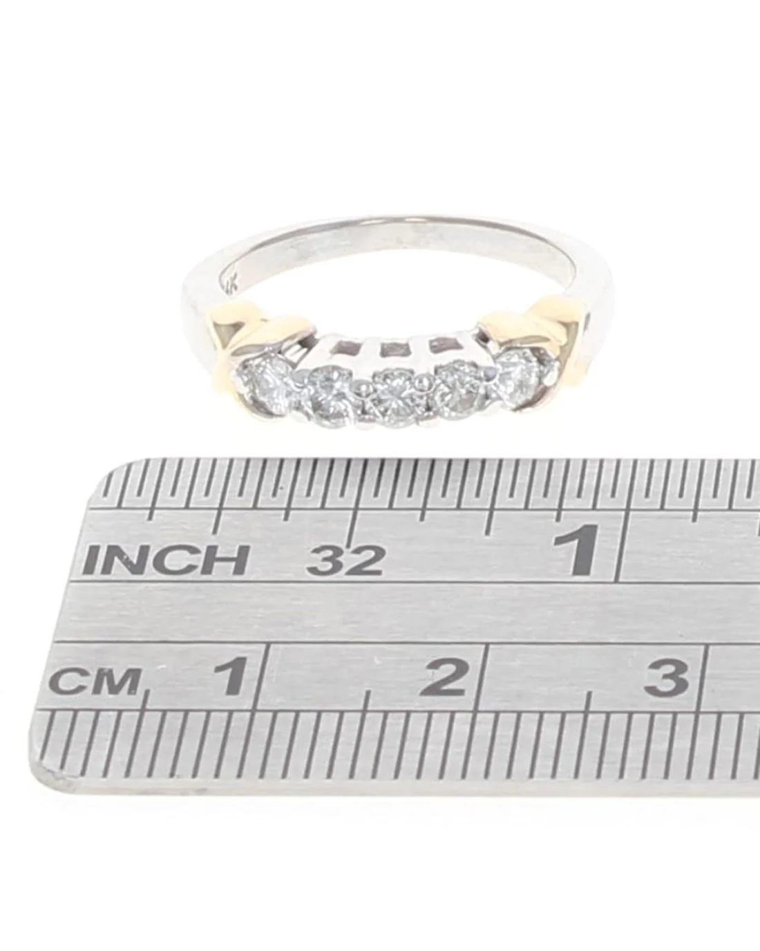 5 Stone Diamond Ring in White and Yellow Gold - Image 3