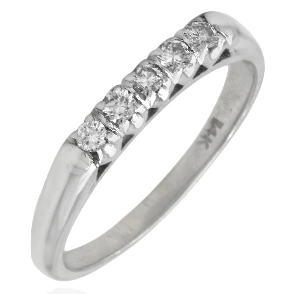 5 Stone Diamond Ring in White Gold