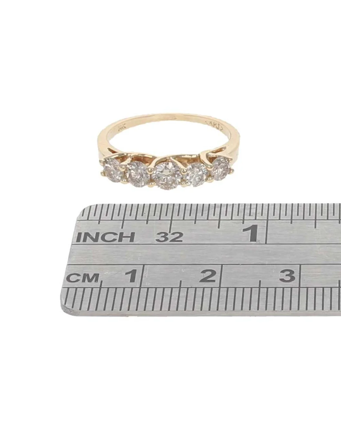 5 Stone Diamond Ring in Yellow Gold - Image 3