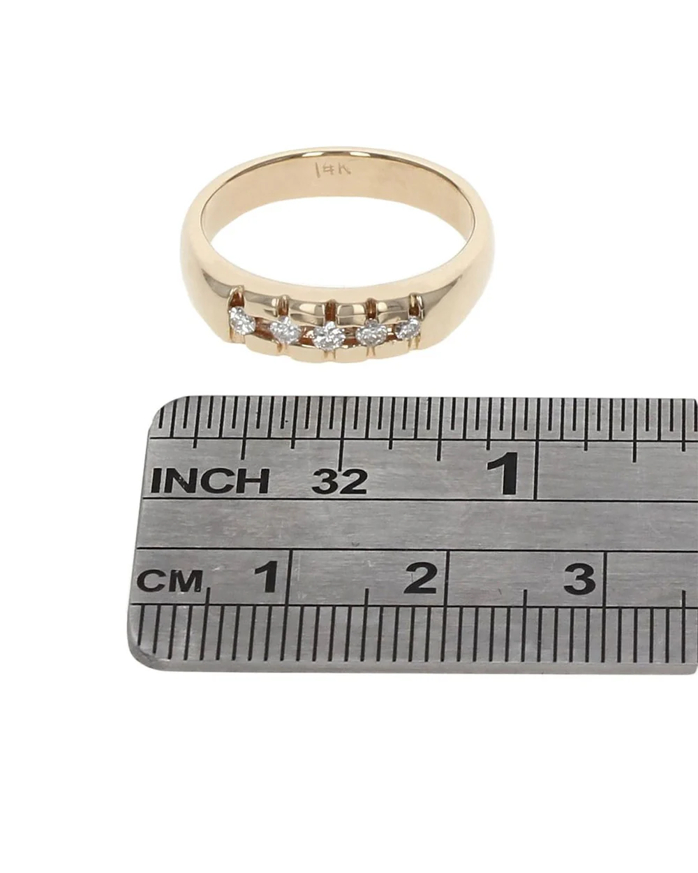 5 Stone Diamond Tapered Band in Yellow Gold - Image 3