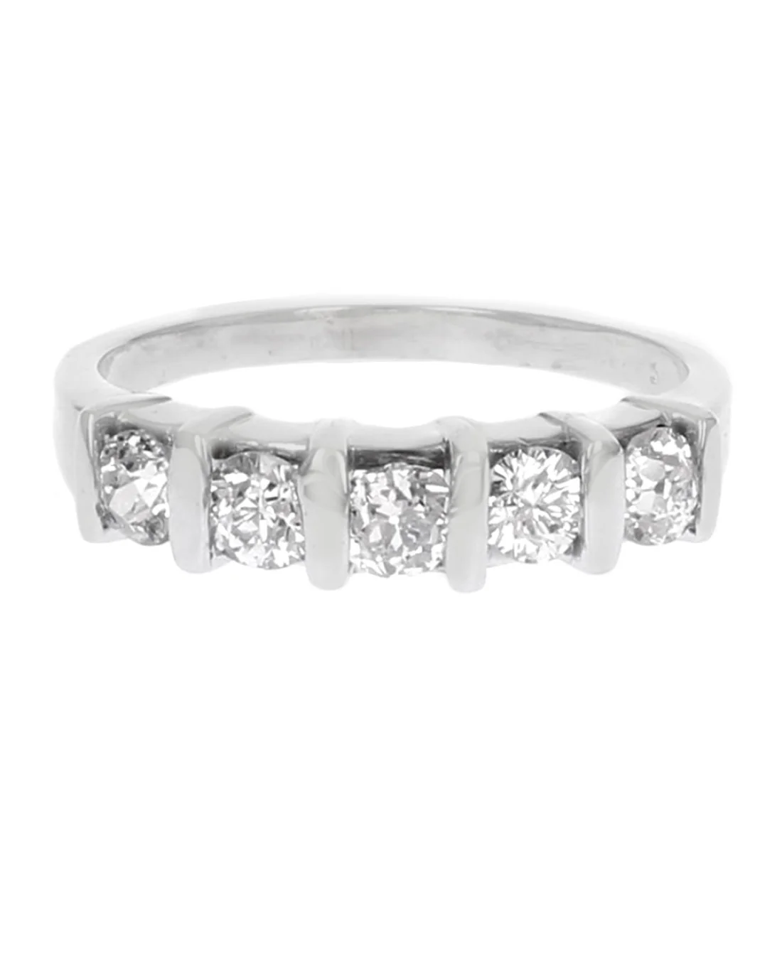 5 Stone Diamond Wedding Band in White Gold - Image 2