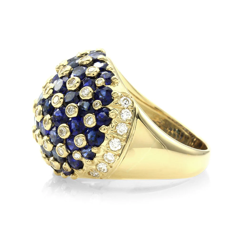 7.95ctw Sapphire & 0.93ctw Diamond Dome Ring in 18K Yellow Gold - Image 3