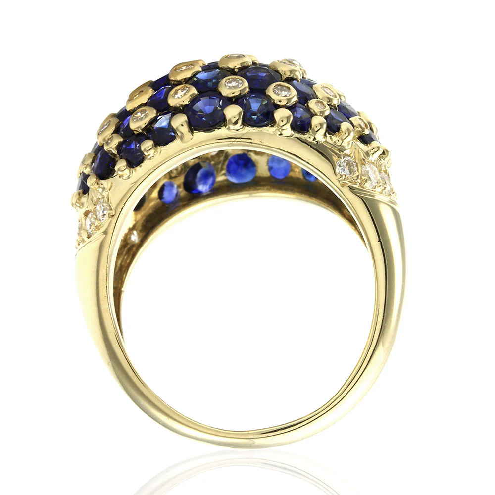 7.95ctw Sapphire & 0.93ctw Diamond Dome Ring in 18K Yellow Gold - Image 4