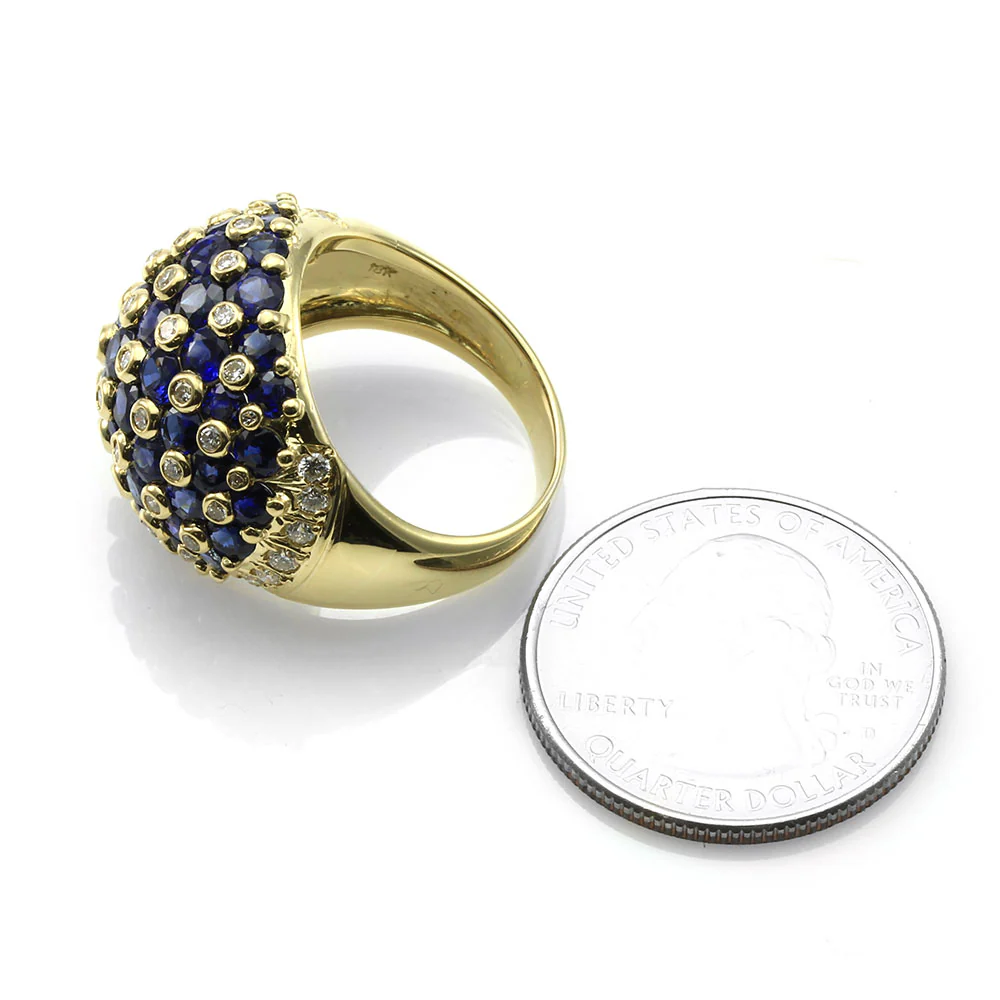 7.95ctw Sapphire & 0.93ctw Diamond Dome Ring in 18K Yellow Gold - Image 5