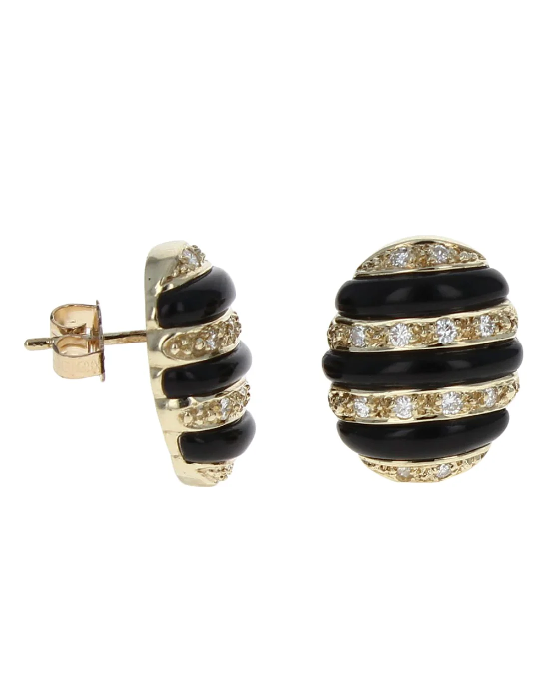 7 Row Alternating Diamond and Black Onyx Oval Earrings - Image 2