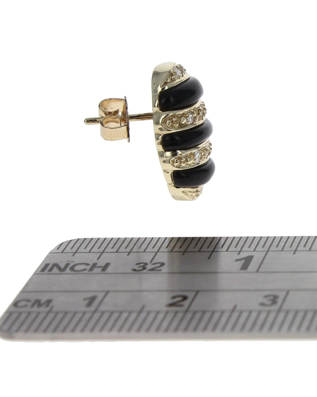 7 Row Alternating Diamond and Black Onyx Oval Earrings - Image 3