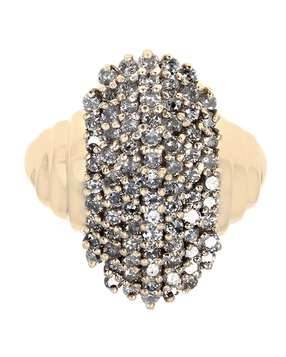 7-Row Diamond Cluster Ring in Yellow Gold - Image 2