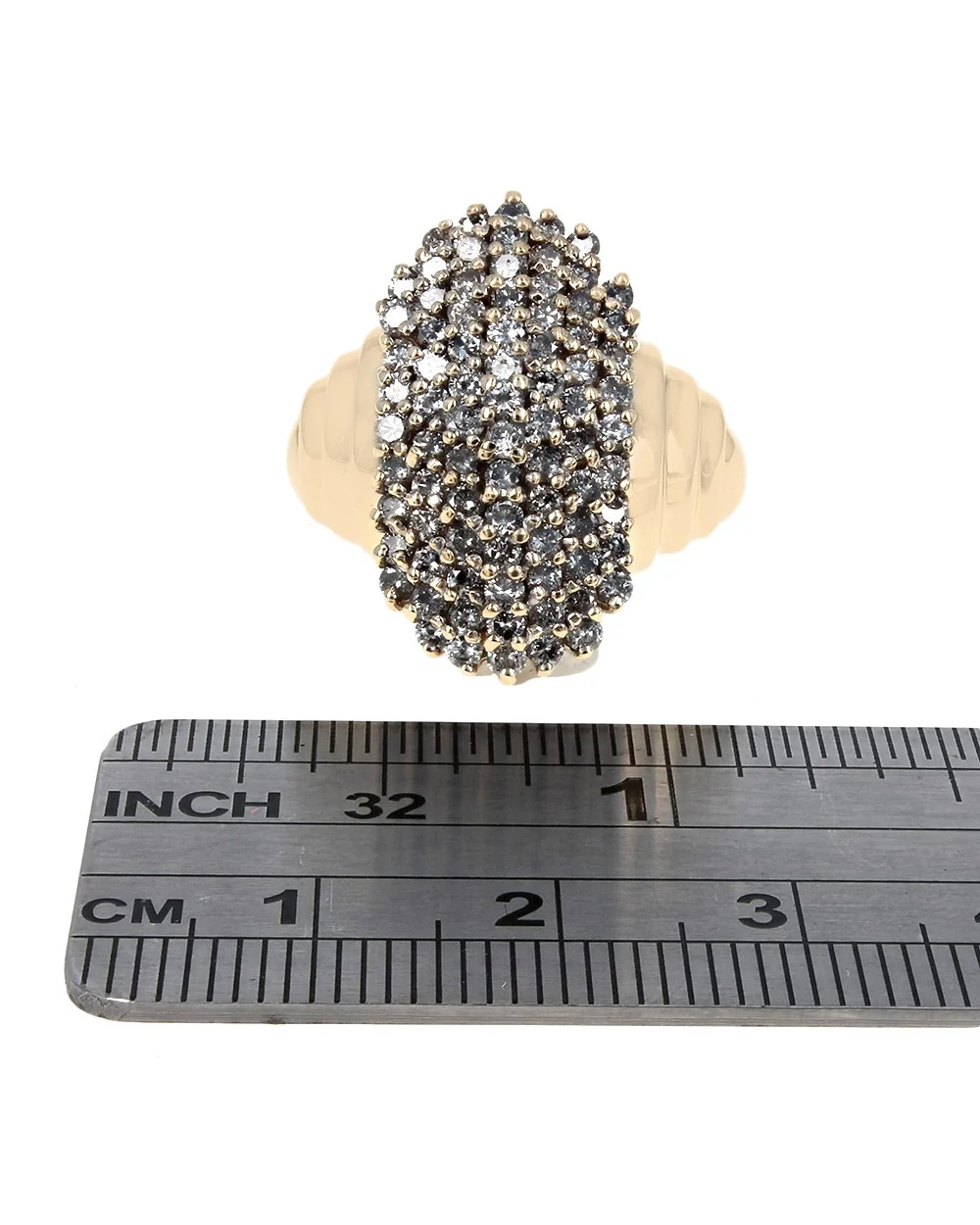 7-Row Diamond Cluster Ring in Yellow Gold - Image 3