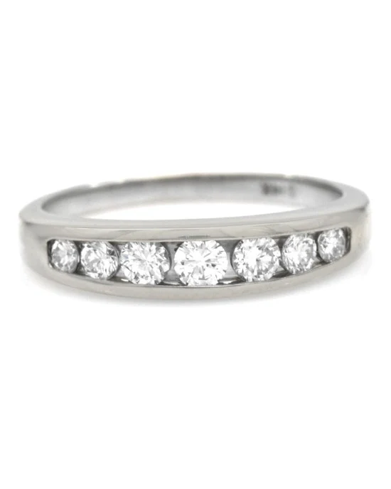 7 Stone Tapered Diamond Ring Band in White Gold - Image 2