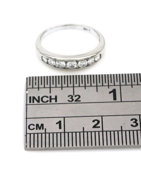 7 Stone Tapered Diamond Ring Band in White Gold - Image 3