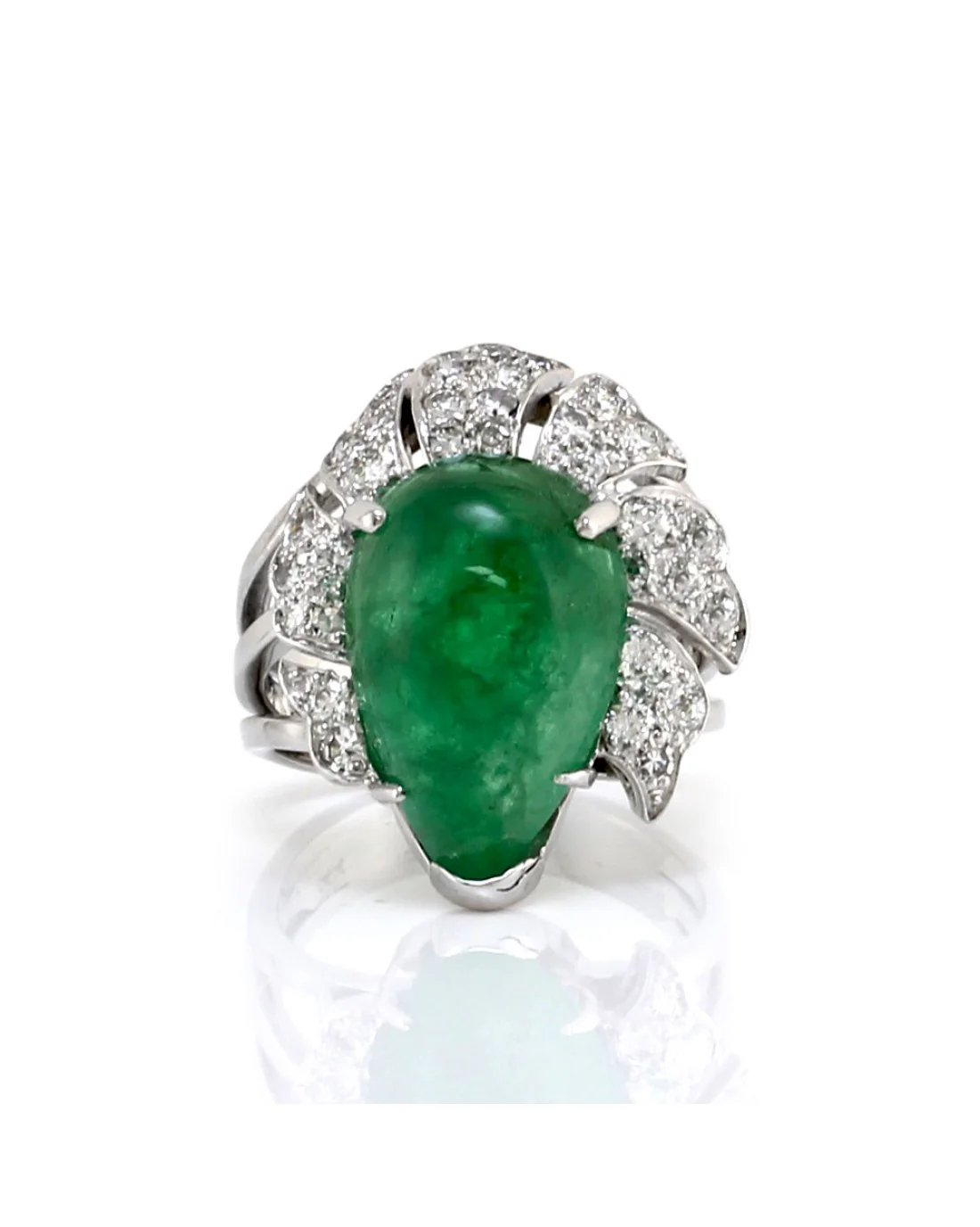 8.03ct Pear Cut Emerald & 0.60ctw Diamond Ring in 14K White Gold - Image 2