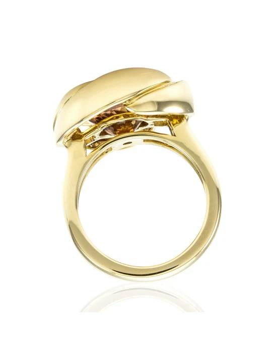9.90ct Fancy Cut Orange Zircon and 0.12ctw Pave Diamond Ring in 18K Yellow Gold - Image 4