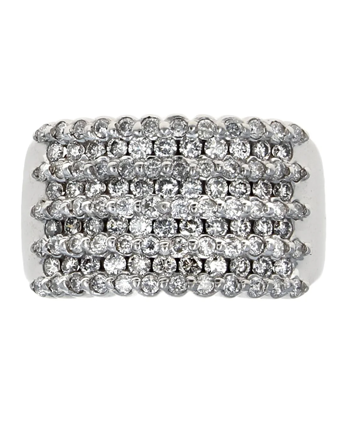 9 Row Diamond Tapered Ring in White Gold - Image 2