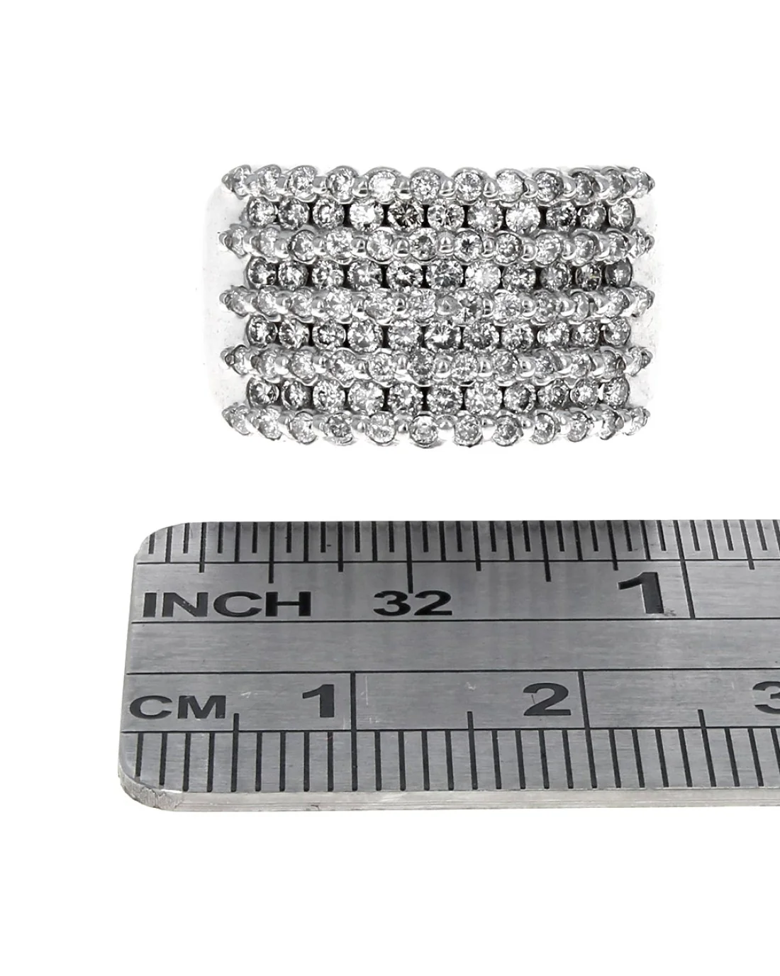 9 Row Diamond Tapered Ring in White Gold - Image 3