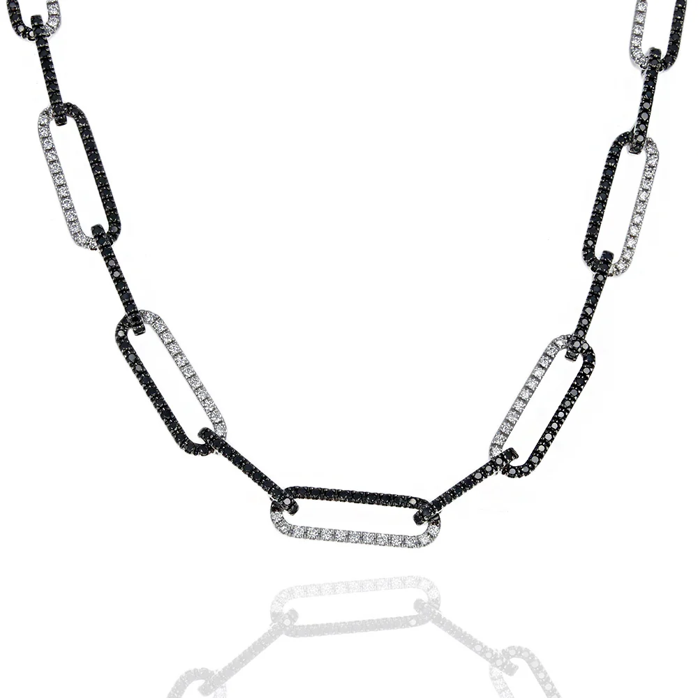 A. Link Black & White Diamond Paperclip Necklace