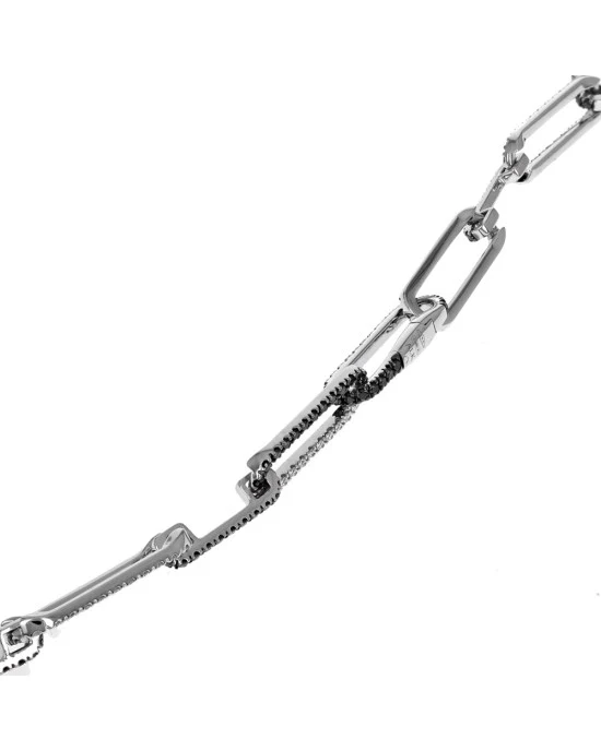 A. Link Black & White Diamond Paperclip Necklace - Image 2