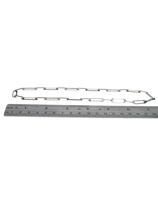 A. Link Black & White Diamond Paperclip Necklace - Image 3