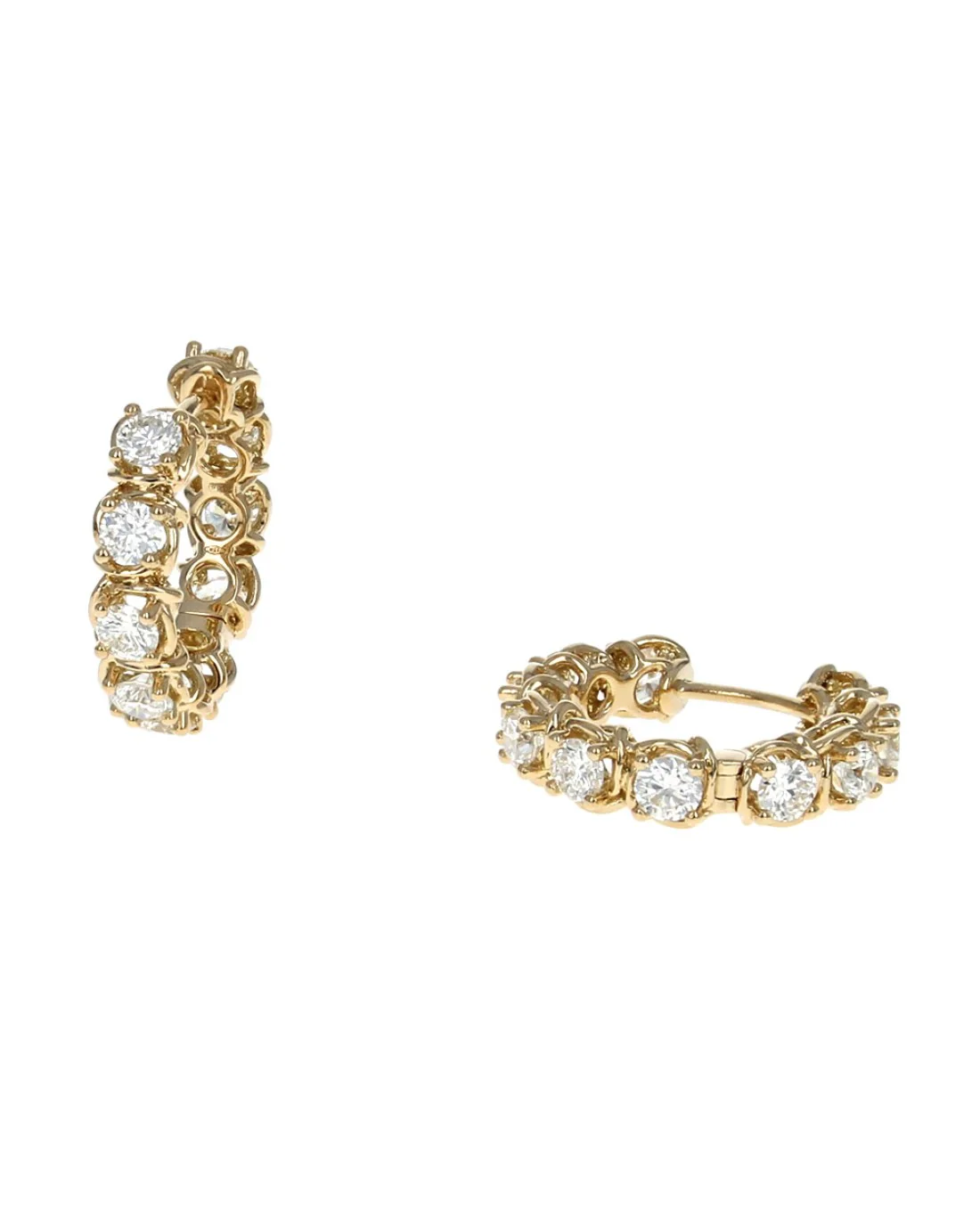 A. Link Diamond Huggie Earrings in Yellow Gold - Image 2