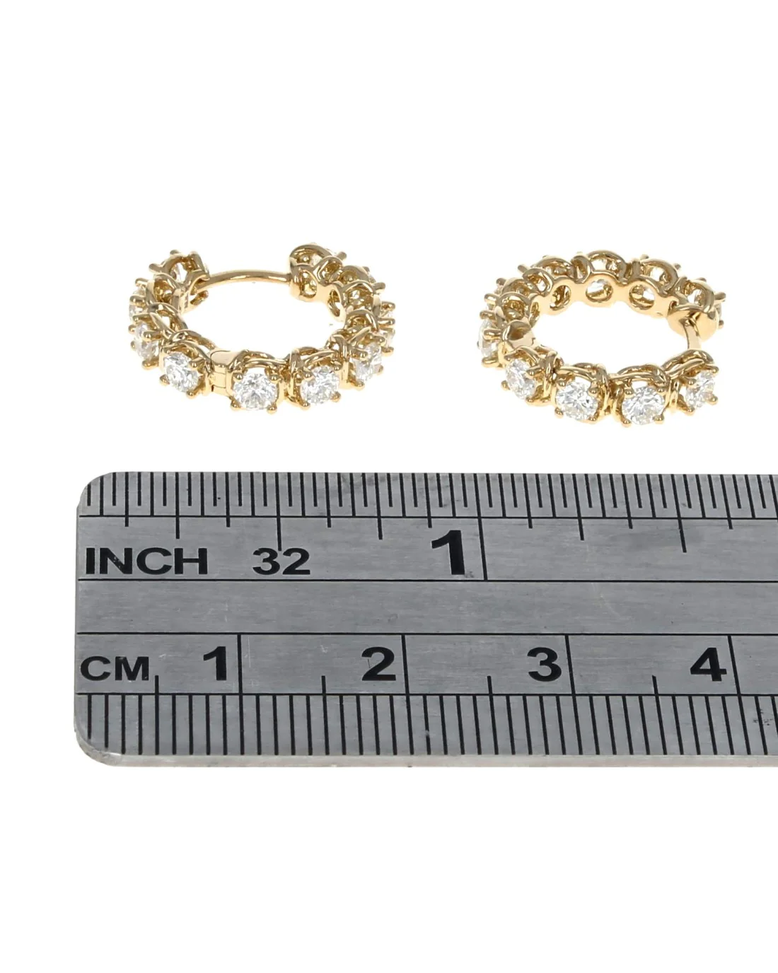 A. Link Diamond Huggie Earrings in Yellow Gold - Image 3