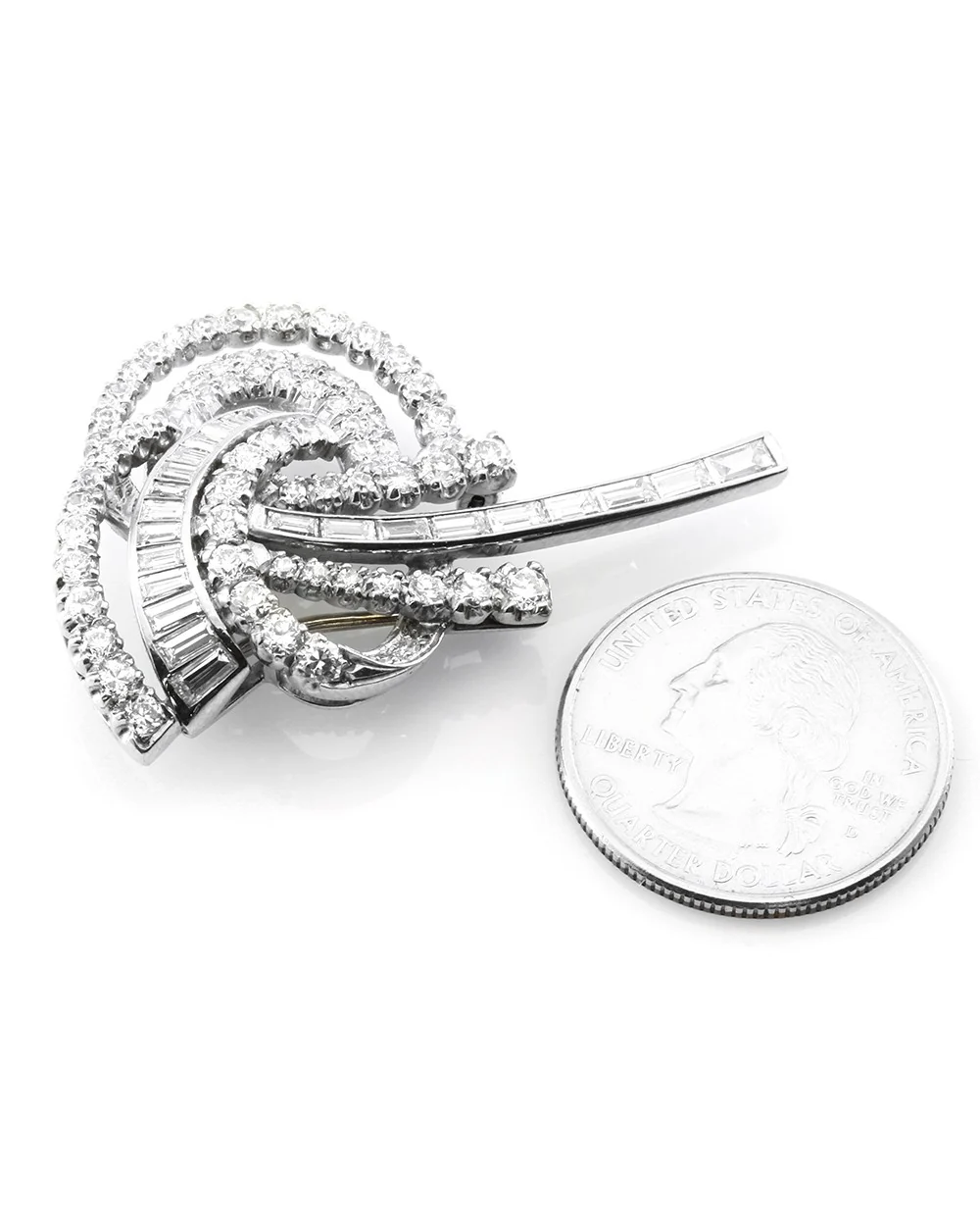 Abstract Diamond Swirl Pin in Platinum - Image 3