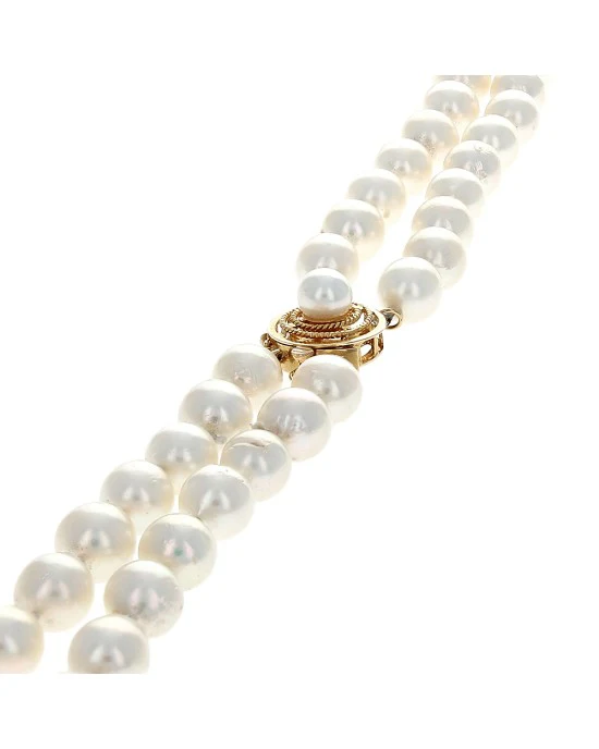 Akoya Pearl 2 Strand Nesting Necklace with 14K Pearl Clasp - Image 2