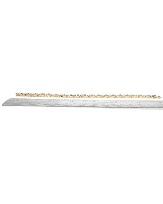Alternating Baguette and Round Diamond Inline Bracelet - Image 3