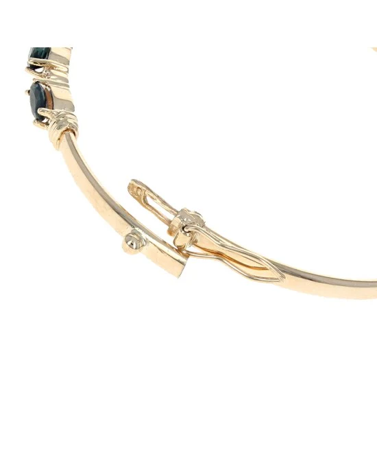 Alternating Blue Sapphire and Diamond Bangle Bracelet in Yellow Gold - Image 2