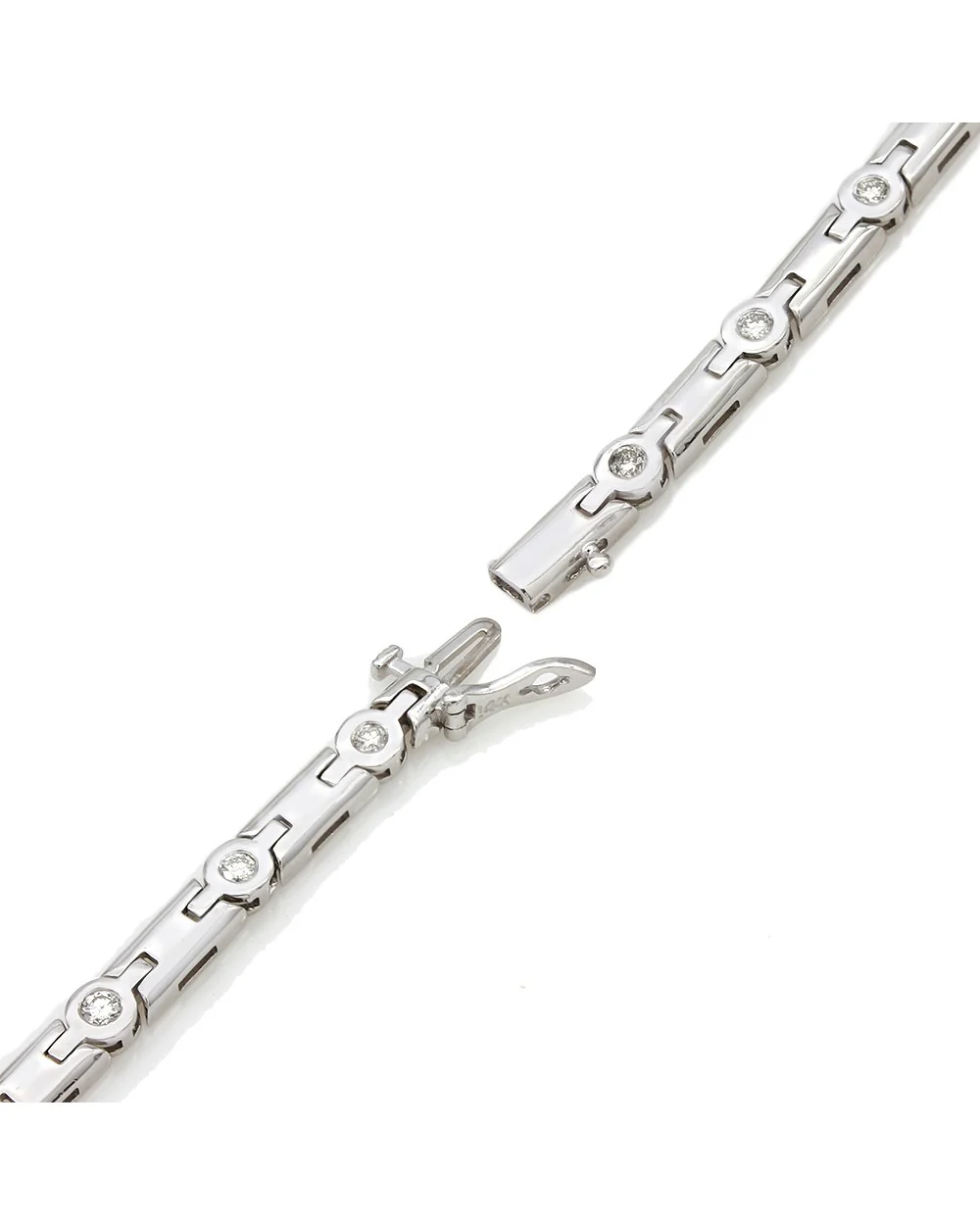 Alternating Diamond and Rectangular Link Inline Bracelet - Image 2