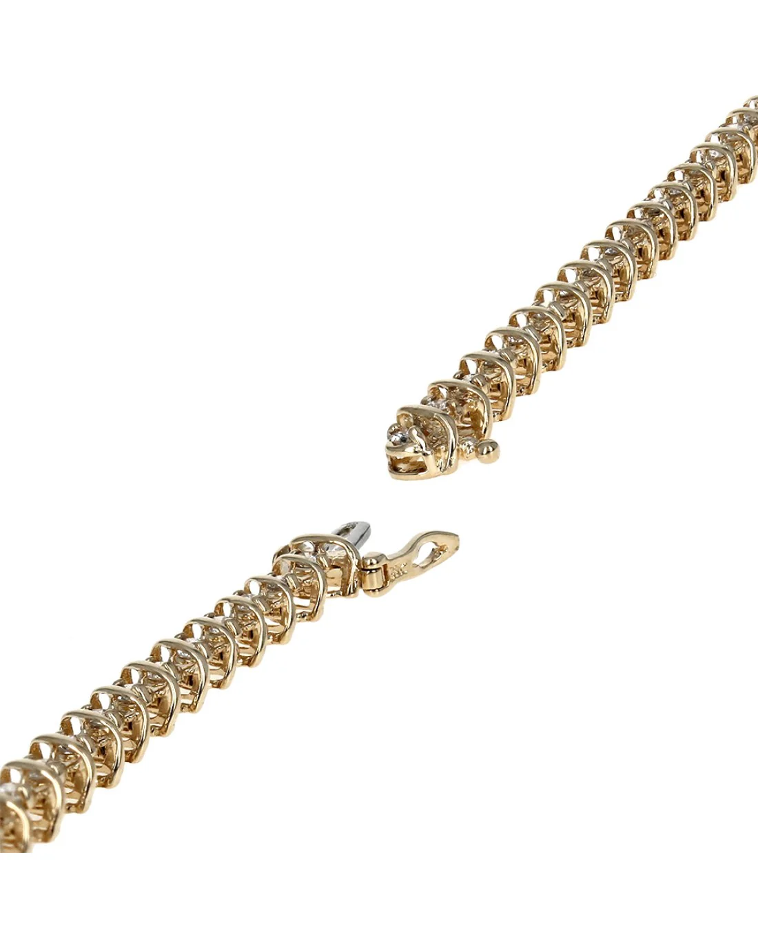 Alternating Diamond Curve Link Inline Bracelet in Yellow Gold - Image 2