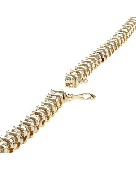 Alternating Diamond S Link Inline Bracelet in Yellow Gold - Image 2
