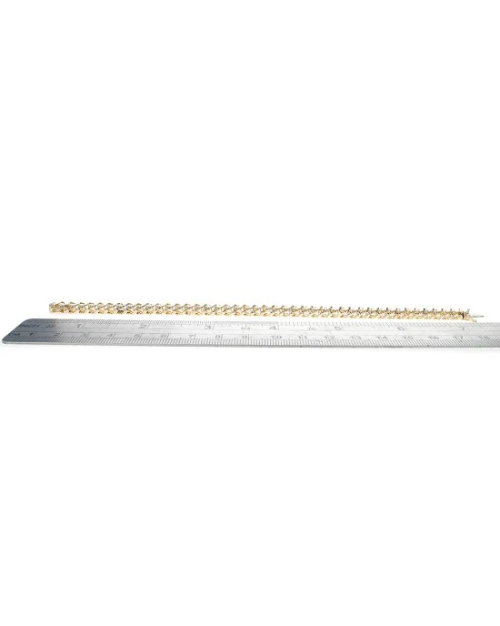 Alternating Diamond S Link Inline Bracelet in Yellow Gold - Image 3