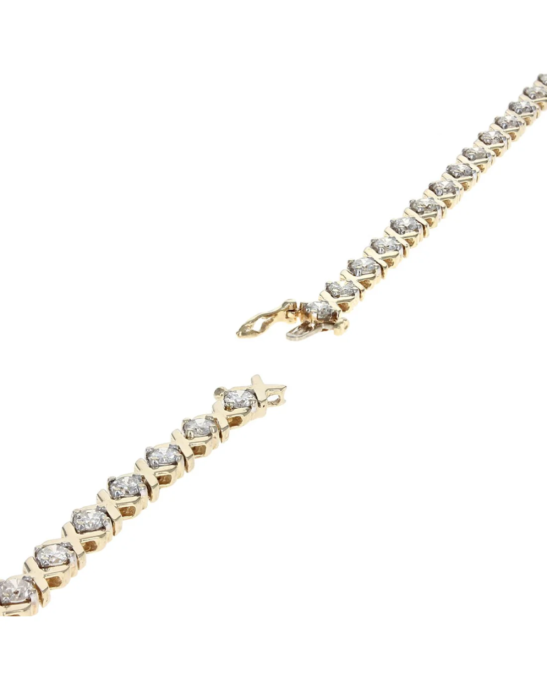 Alternating Diamond 'X' Link Bracelet in Yellow Gold - Image 2