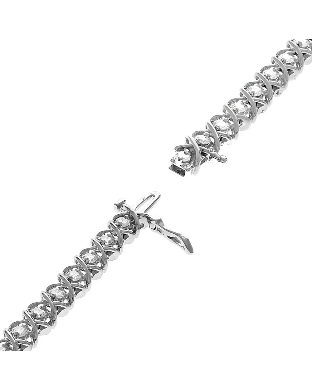 Alternating Diamond X Link Inline Bracelet in White Gold - Image 2