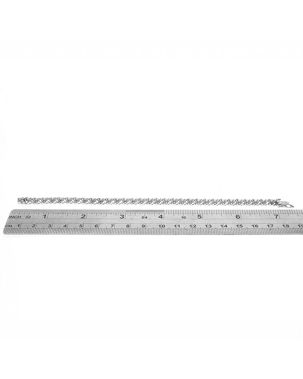 Alternating Diamond X Link Inline Bracelet in White Gold - Image 3