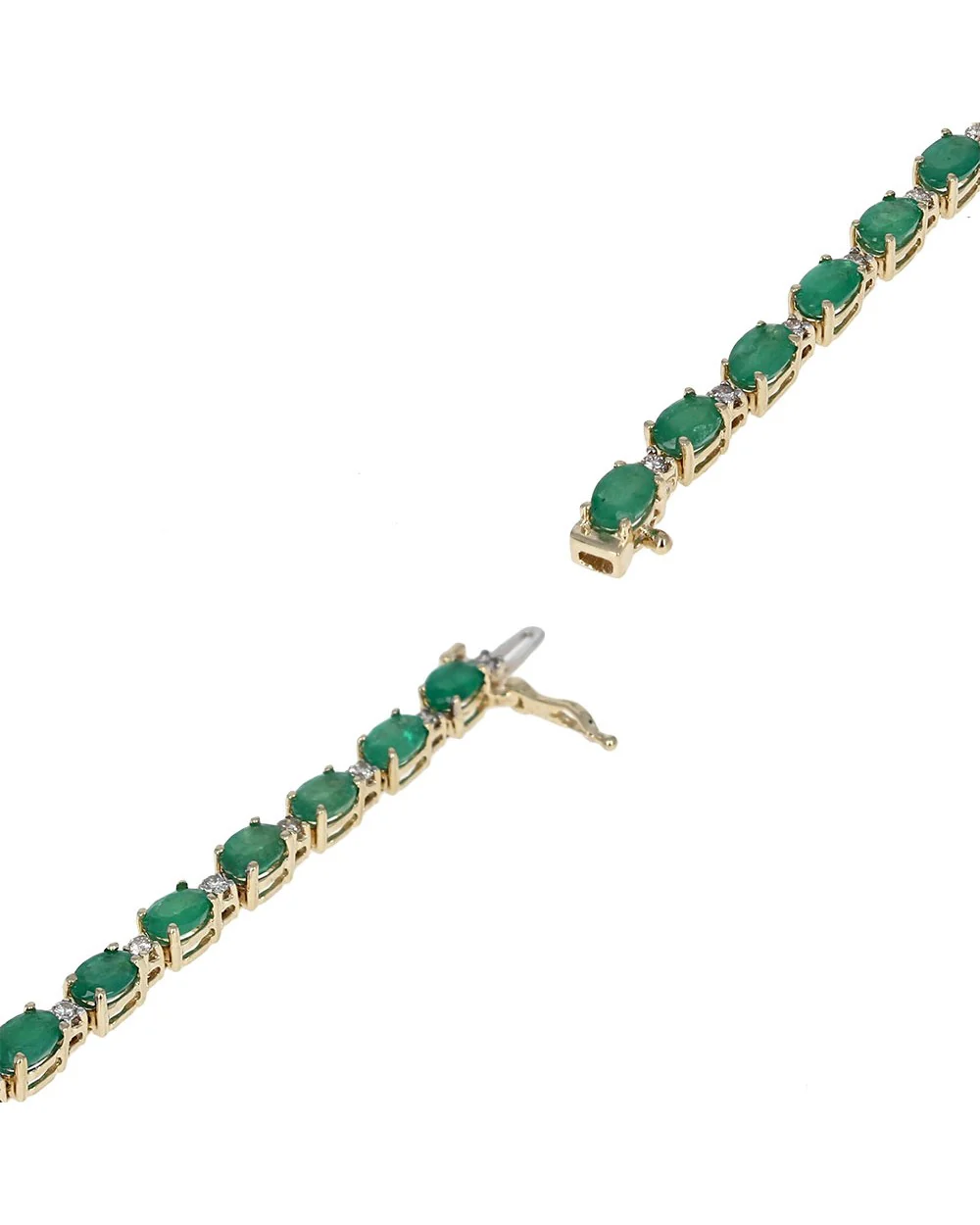 Alternating Emerald and Diamond Inline Bracelet - Image 2