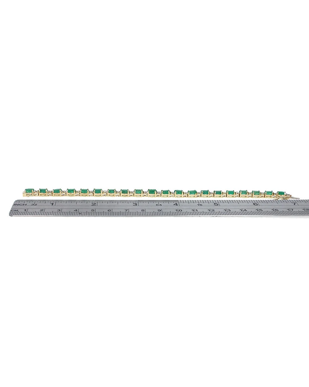 Alternating Emerald and Diamond Inline Bracelet - Image 3