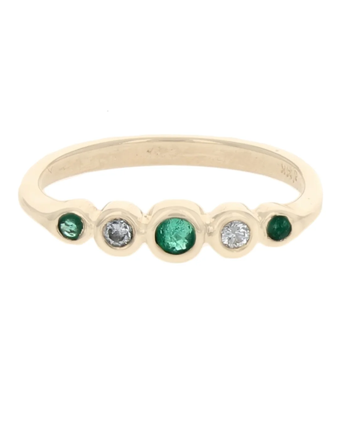 Alternating Emerald and Diamond Ring in Yellow Gold - Image 2