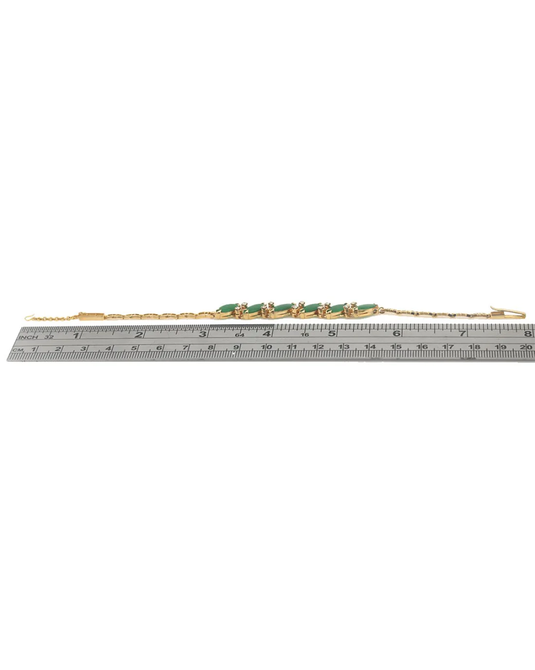 Alternating Green Jadeite and Diamond Mariner Link Bracelet - Image 3