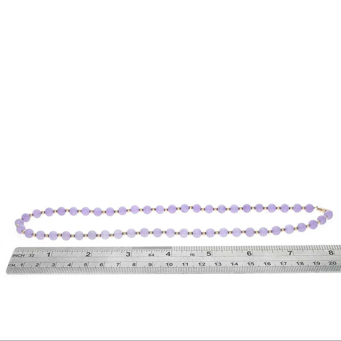 14K Yellow Gold & Lavender Jadeite Bead Necklace - Image 3