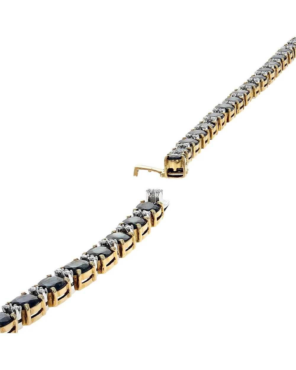 Alternating Oval Sapphire and Diamond Inline Bracelet - Image 2