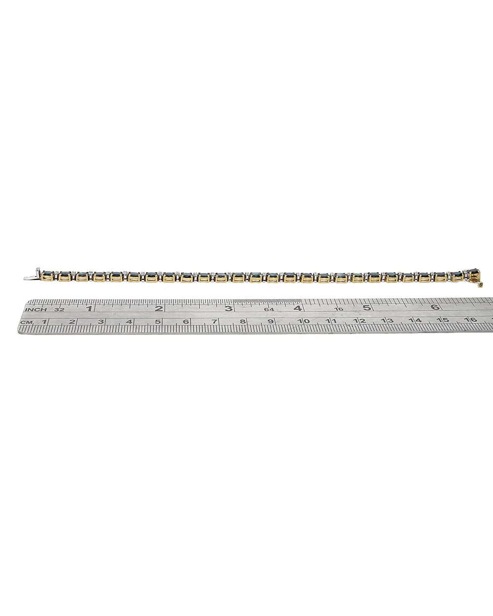 Alternating Oval Sapphire and Diamond Inline Bracelet - Image 3