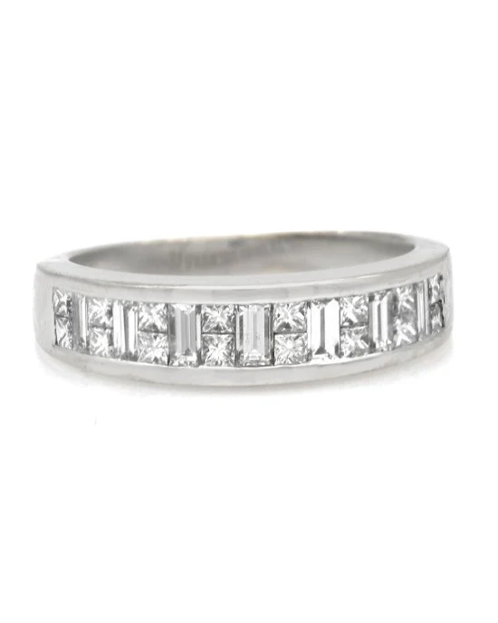 Alternating Princess and Baguette Diamond Band - Image 2
