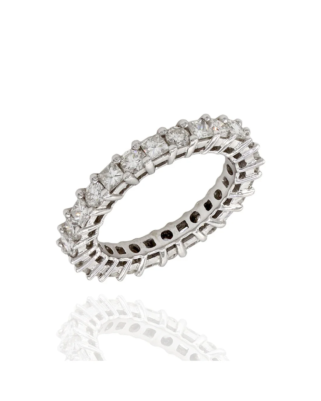 Alternating Princess and Round Diamond Eternity Band
