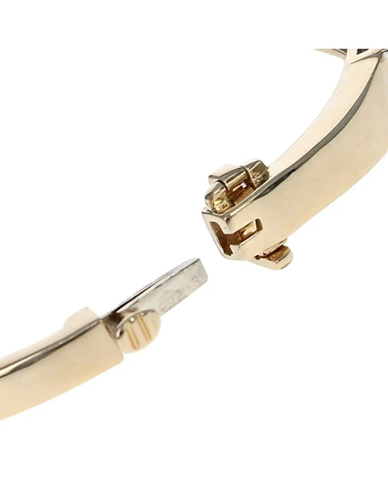 Alternating Round and Baguette Diamond Hinged Bangle Bracelet - Image 2