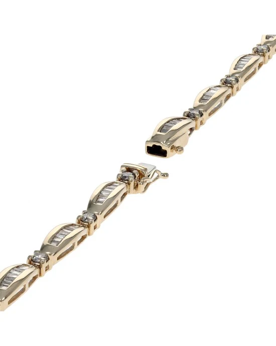 Alternating Round and Baguette Diamond Inline Bracelet - Image 2