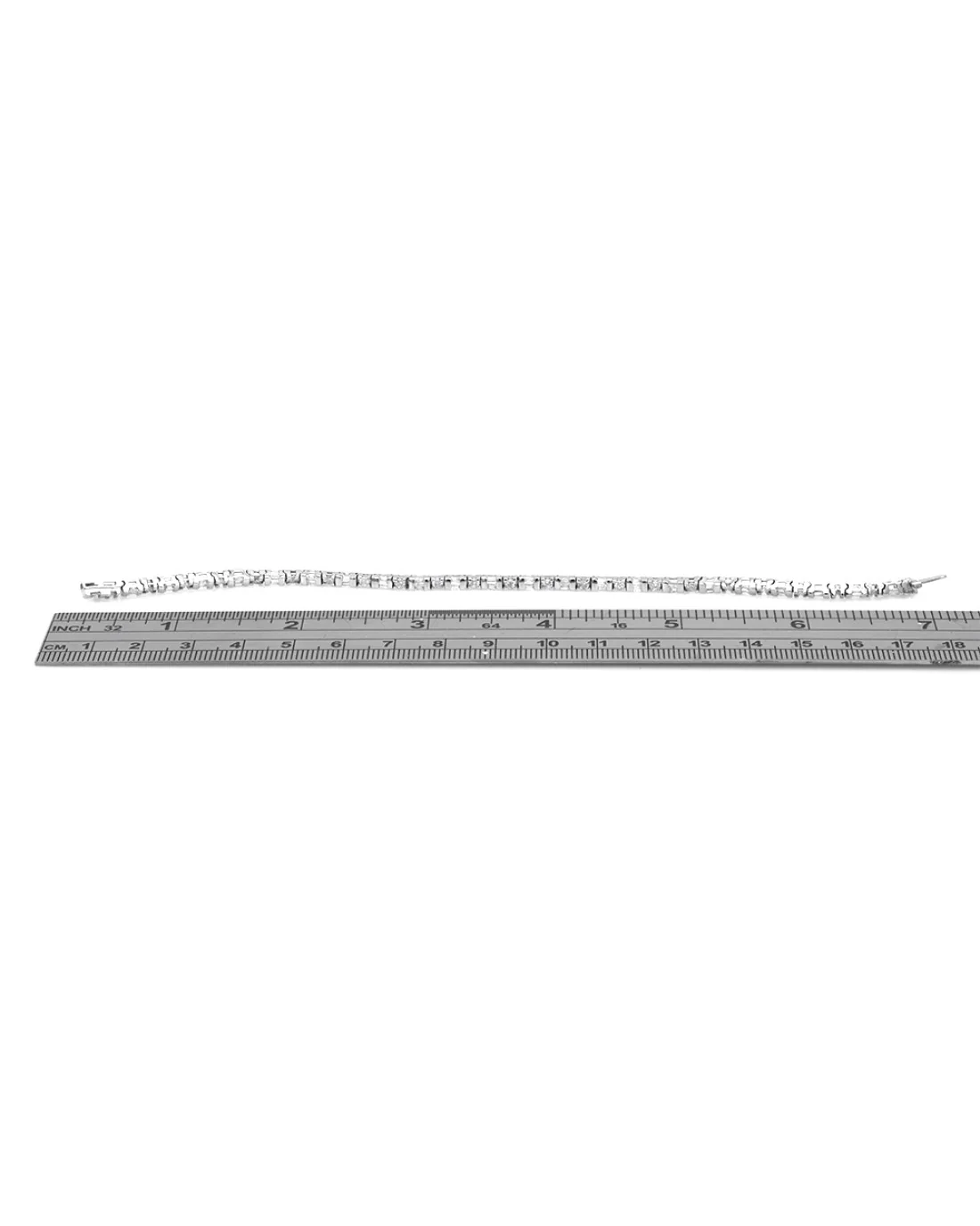 Alternating Round and Baguette Diamond Inline Bracelet in Platinum - Image 3