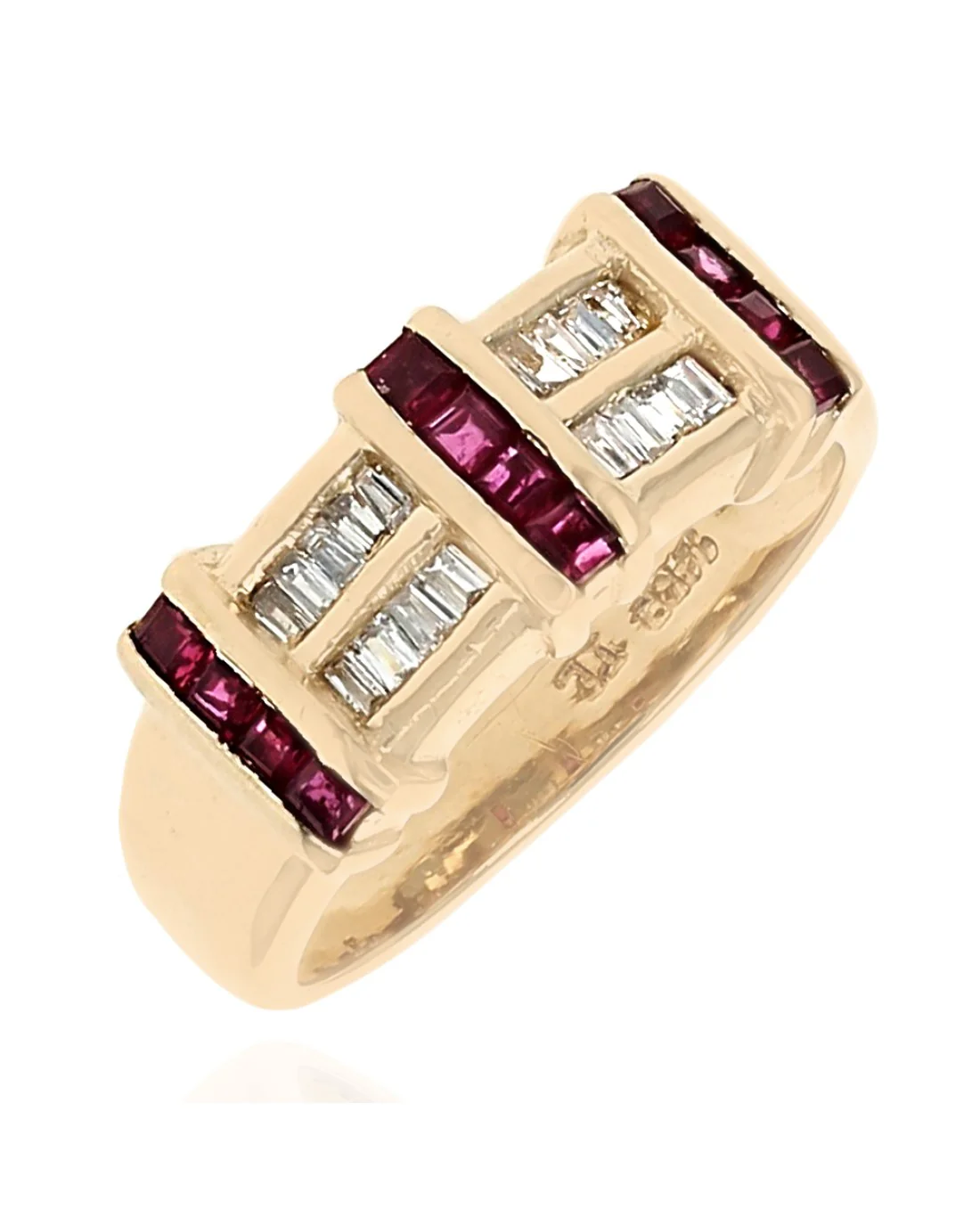 Alternating Ruby and Diamond Ring in Yellow Gold