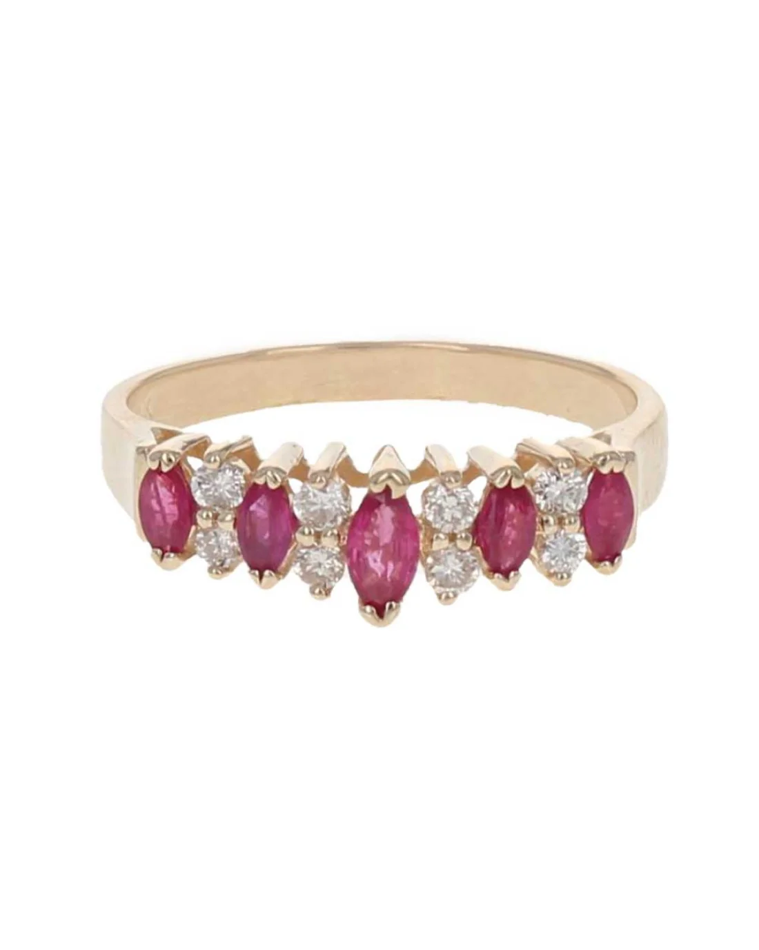 Alternating Ruby and Diamond Ring in Yellow Gold - Image 2